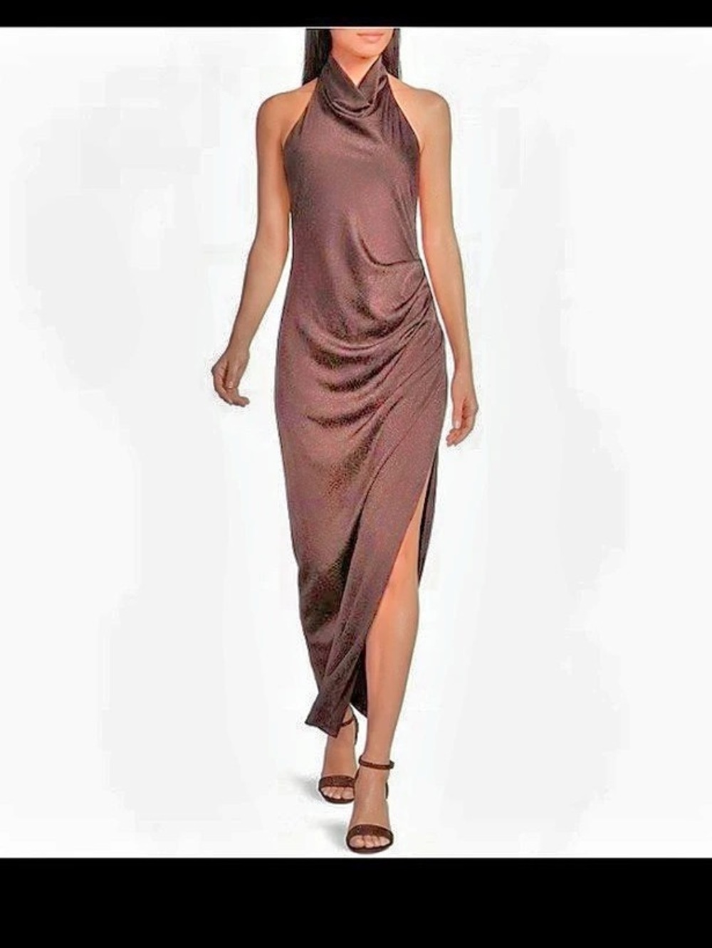 Gianni Bini Yelena Satin High Mock Neck Sleeveless Long Sheath Dress Size 2